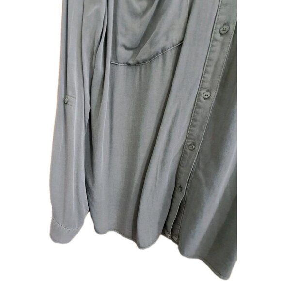 A.N.A. Women's XXL Sage Green Long Sleeve Button Up Lagenlook Tunic - Picture 7 of 9